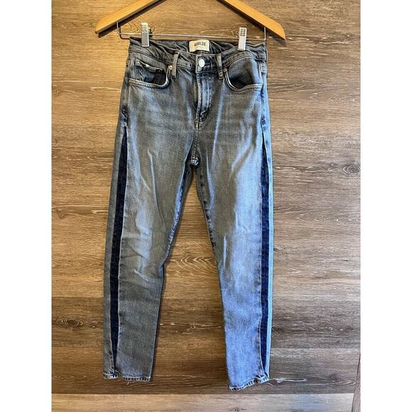 Agolde Jeans Womens 25 Toni Mid Rise Straight Leg Swerve Two Tone Racer Stripe - Picture 3 of 11